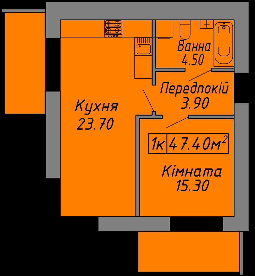 1 кім квартира,з функцією 2 к, в ЖК Діброва 3,газ