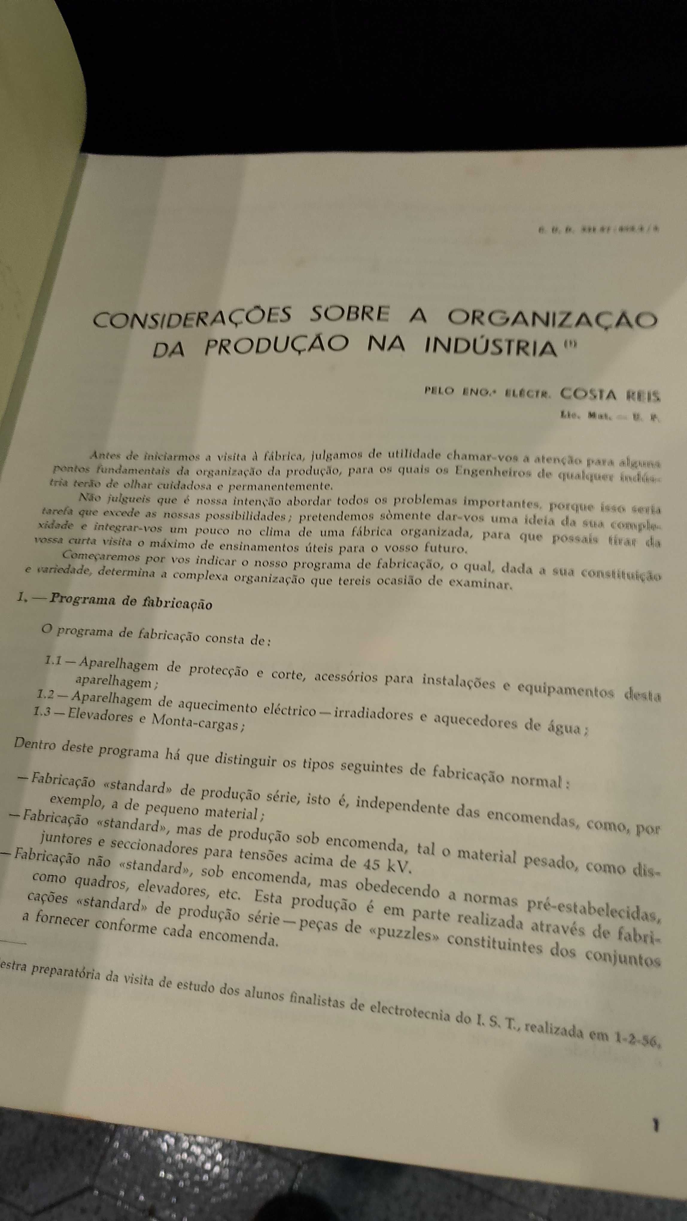 Considerações sobre a Organização da Produção na Indústria- Costa Reis