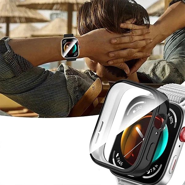 Czarne Etui 360° + Szkło Ochronne do Huawei Watch Fit 3 | 2w1 Pełna Oc