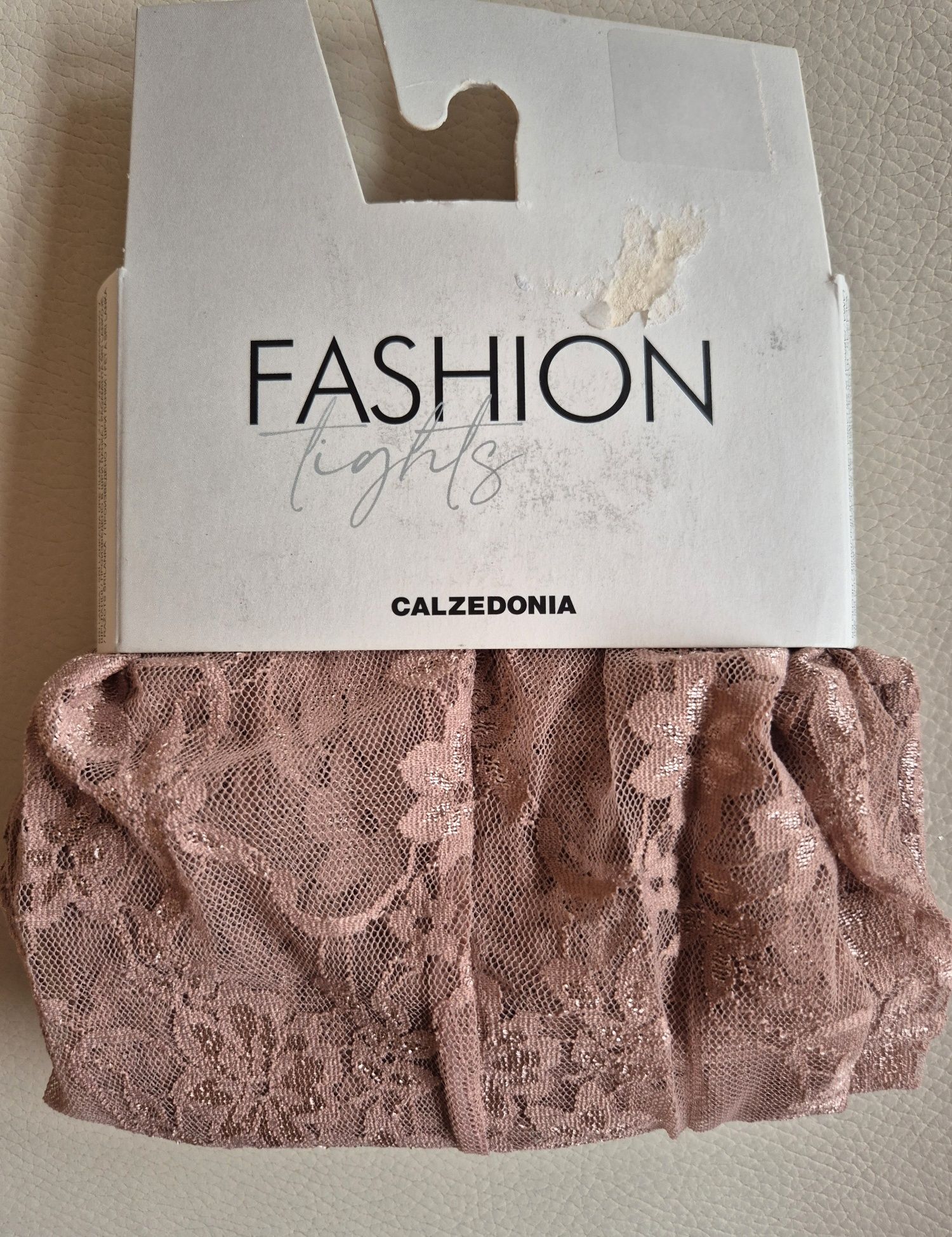 Rajstopy Calzedonia S i L rosa koronkowe w kwiaty różowe