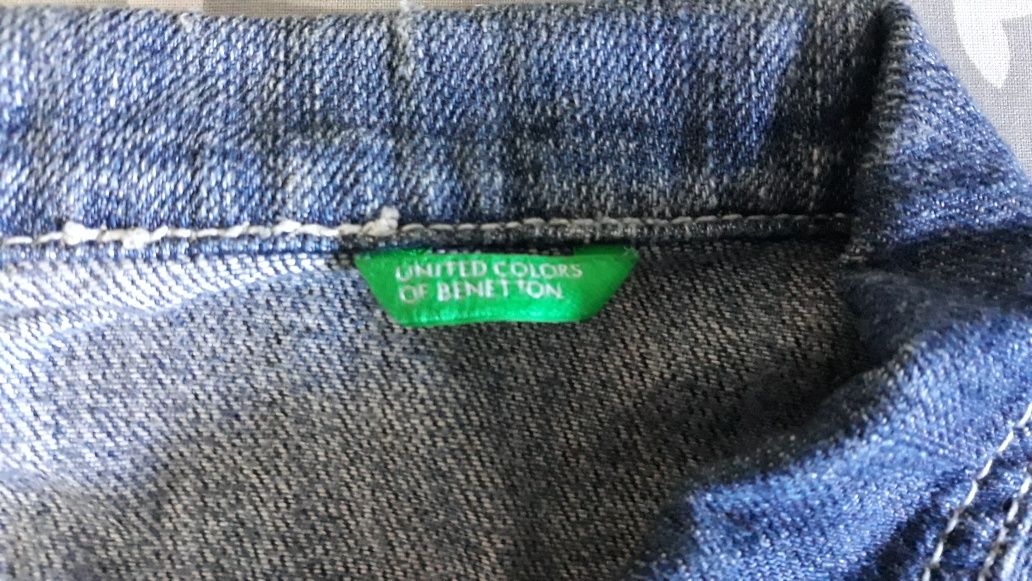 Bennetton zestaw jeans kurtka +ogrodniczki unisex