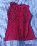 Bluzka kamizelka Gua&Gua S/36 dzianina bordo koraliki