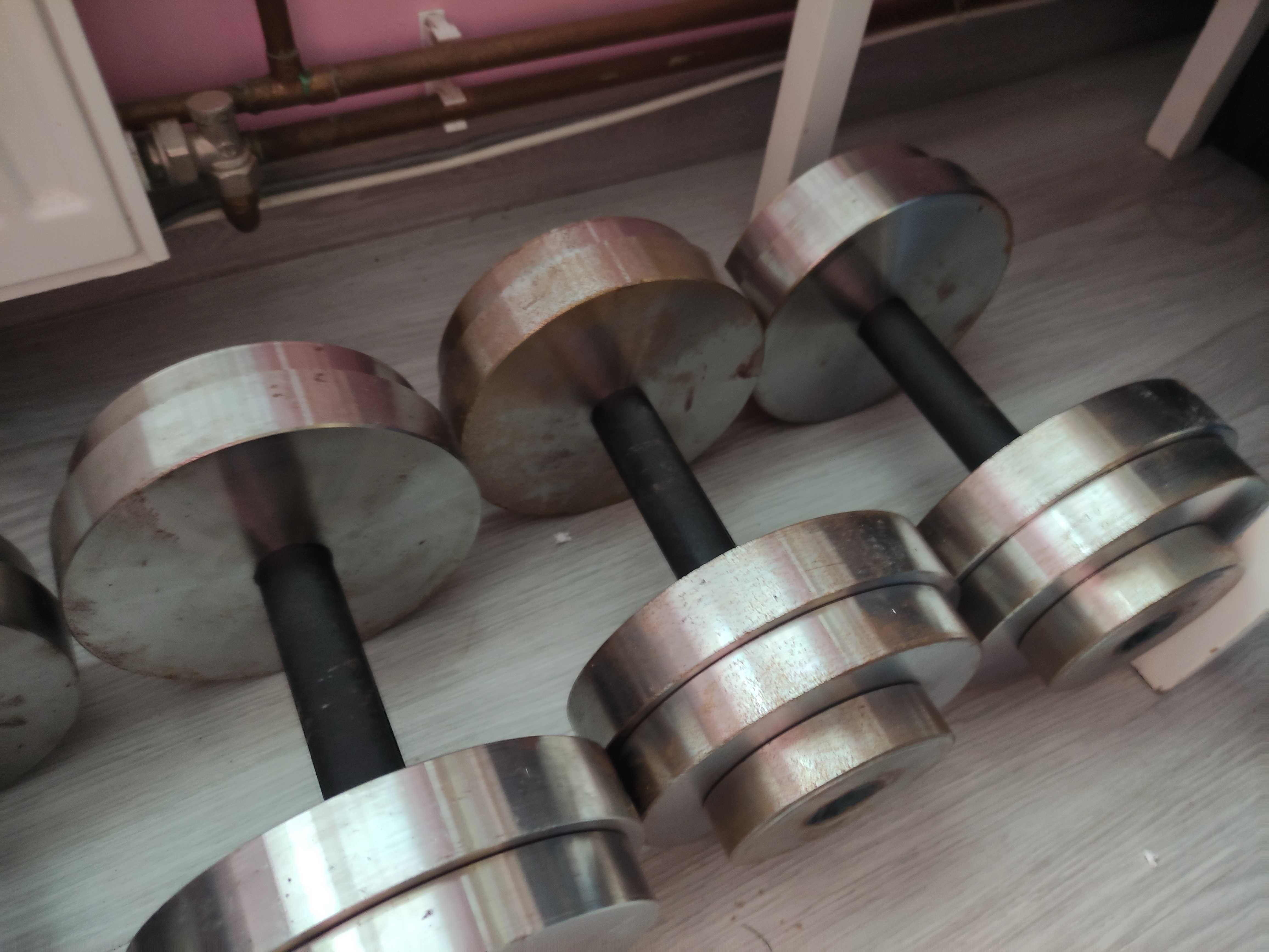 Hantle na stałe solidne metalowe 2x20kg 2x18kg 2x10kg