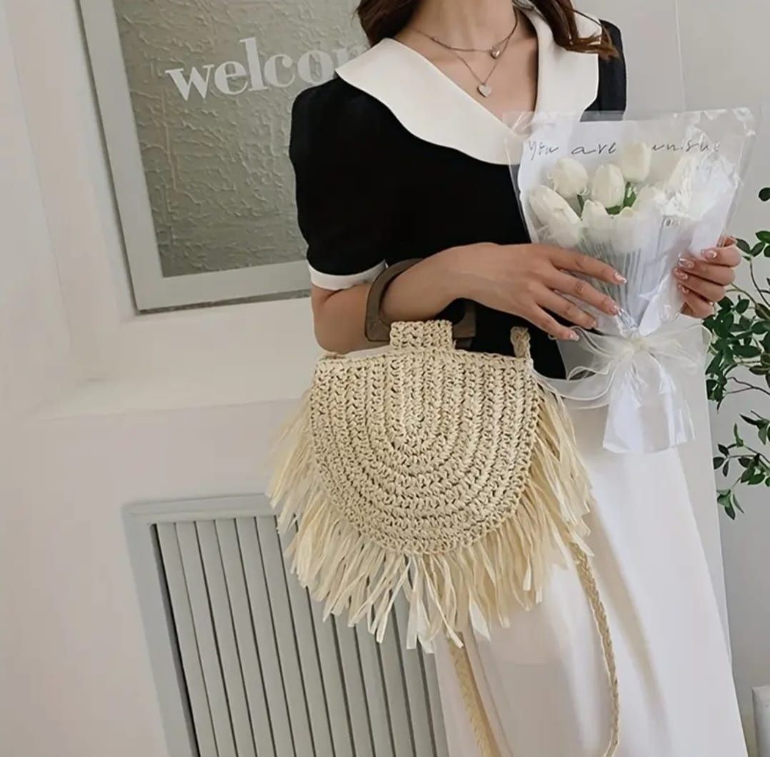 Boho torebka shopper bag listonoszka trawa morska pleciona koszyk boho