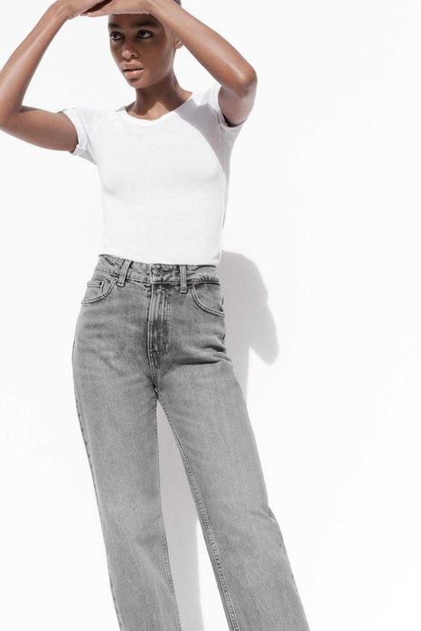 Сірі джинси мом fit zara