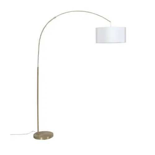 Lampa podłogowa w kształcie łuku Niels złota z białym kloszem 218cm