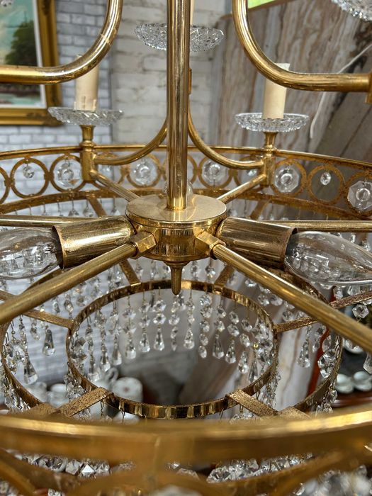 Piękny żyrandol mosiężny kryształowy #8014 Stylowy Węgrów