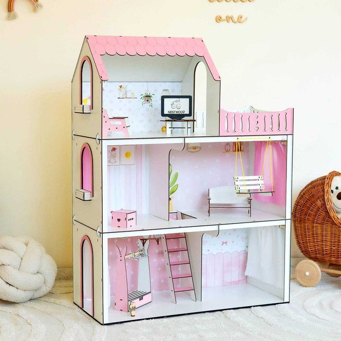 Метровий ляльковий будинок для Барбі Лол подарунок меблі кукольный дом
