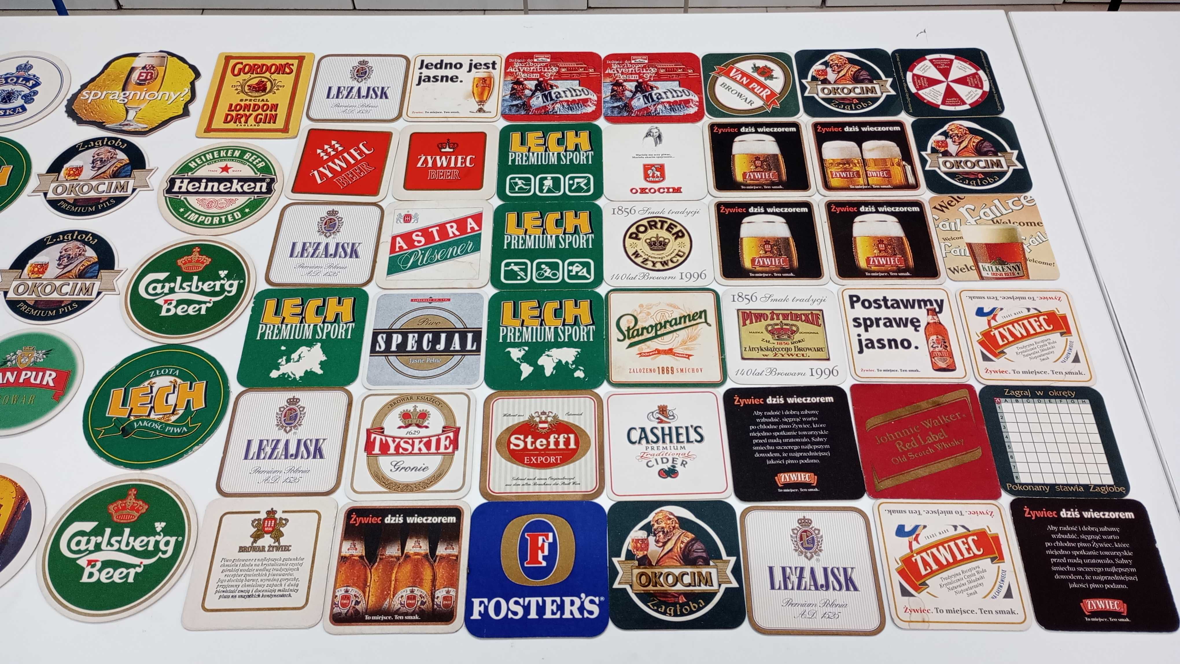 Podkładki pod piwo wafle stare lata 90' Okocim Lech Leżajsk Piast