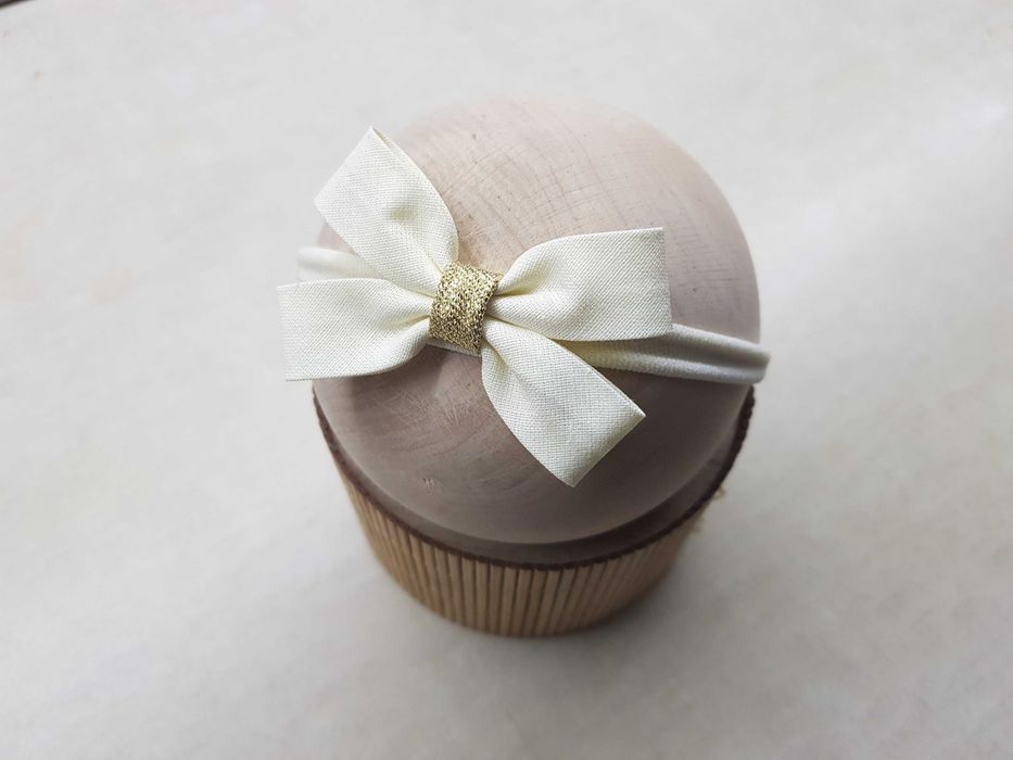 Opaska kokardka kremowa ecry złoty środek święta sesja zdjęciowa