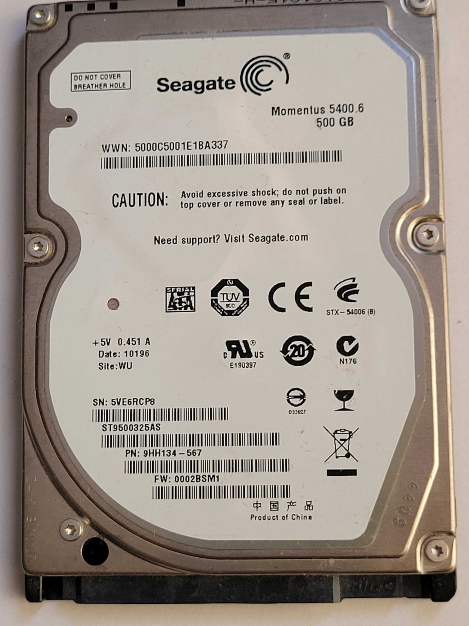 Жорсткий  диск  Seagate  Momentus   5400.6    ST9500325AS