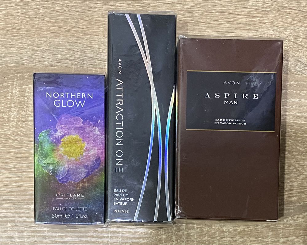 Oriflame Nothern Glow, Avon Attraction One Intense, Avon Aspire Man