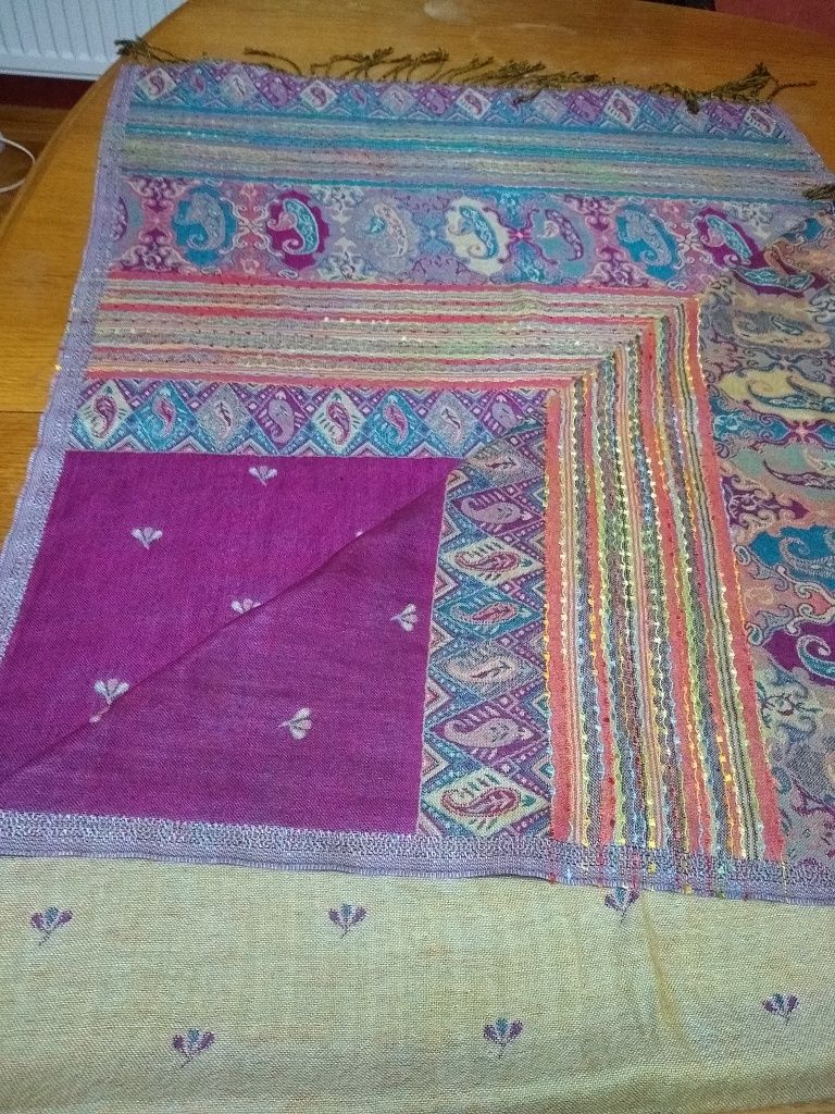 Szal 182x68 wełna z bawełną
