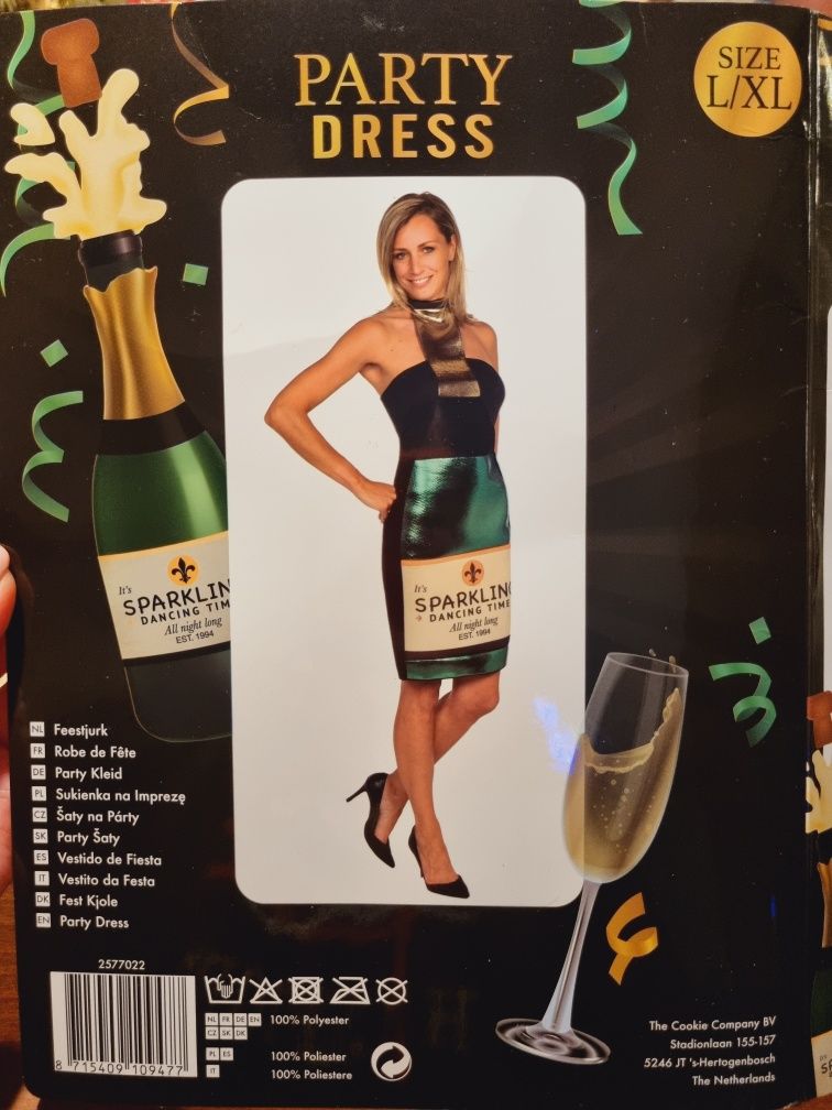 Strój przebranie kostium - szampan butelka niespodzianka bal uniwersal