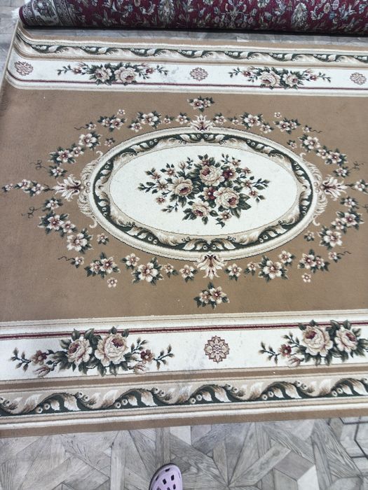 Бежевий килим з малюнком, плотний, коврик в кімнату 2*4м