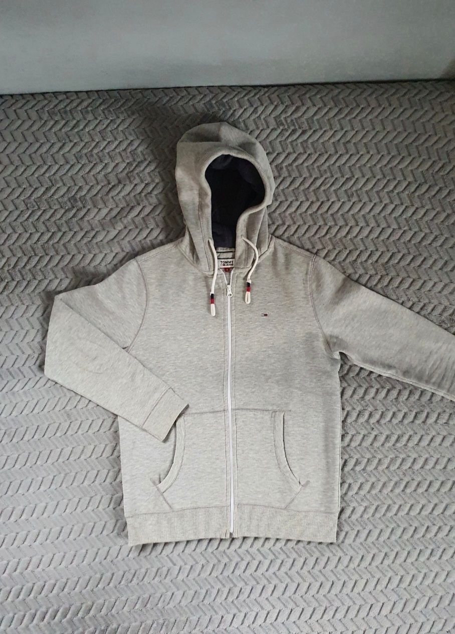 Bluza Tommy Hilfiger tommy jeans na zamek zip hoodie z kapturem szara