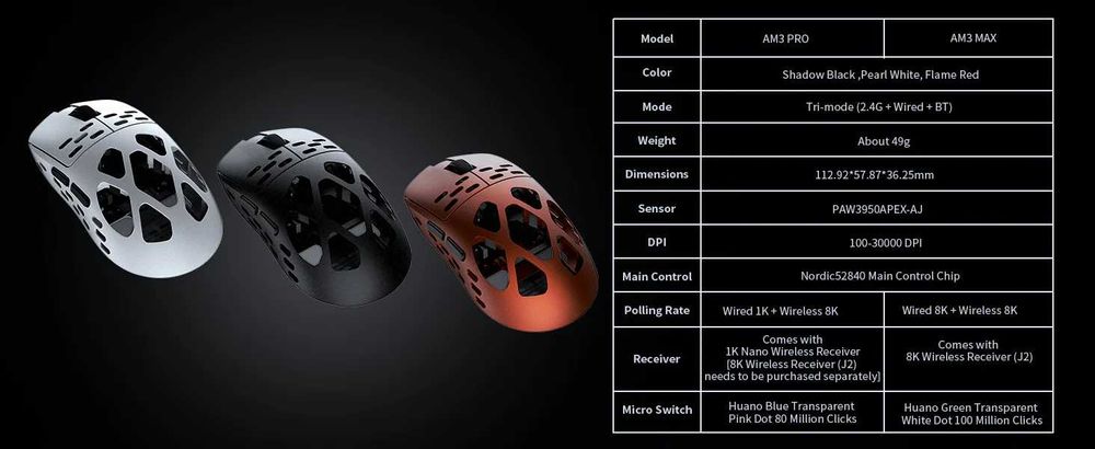 Myszka AJAZZ AM3 MAX Series Full Magnesium Alloy Mouse