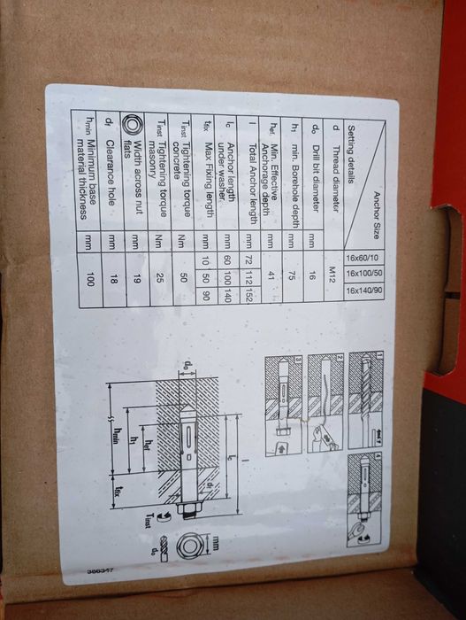 Hilti kotwa tulejowa kotwy mechaniczne HLC 16x100/50