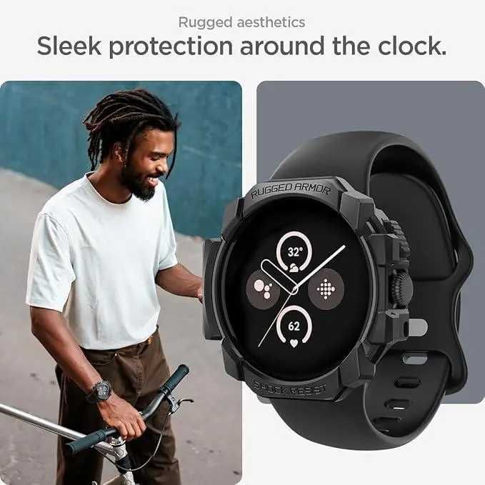 Чехол Spigen Rugged Armor для Pixel Watch 3 45mm Matte Black