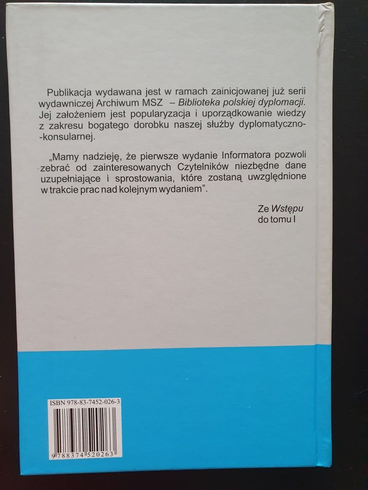 Stosunki dyplomatyczne Polski informator Tom II Ministerstwo Spraw Zag