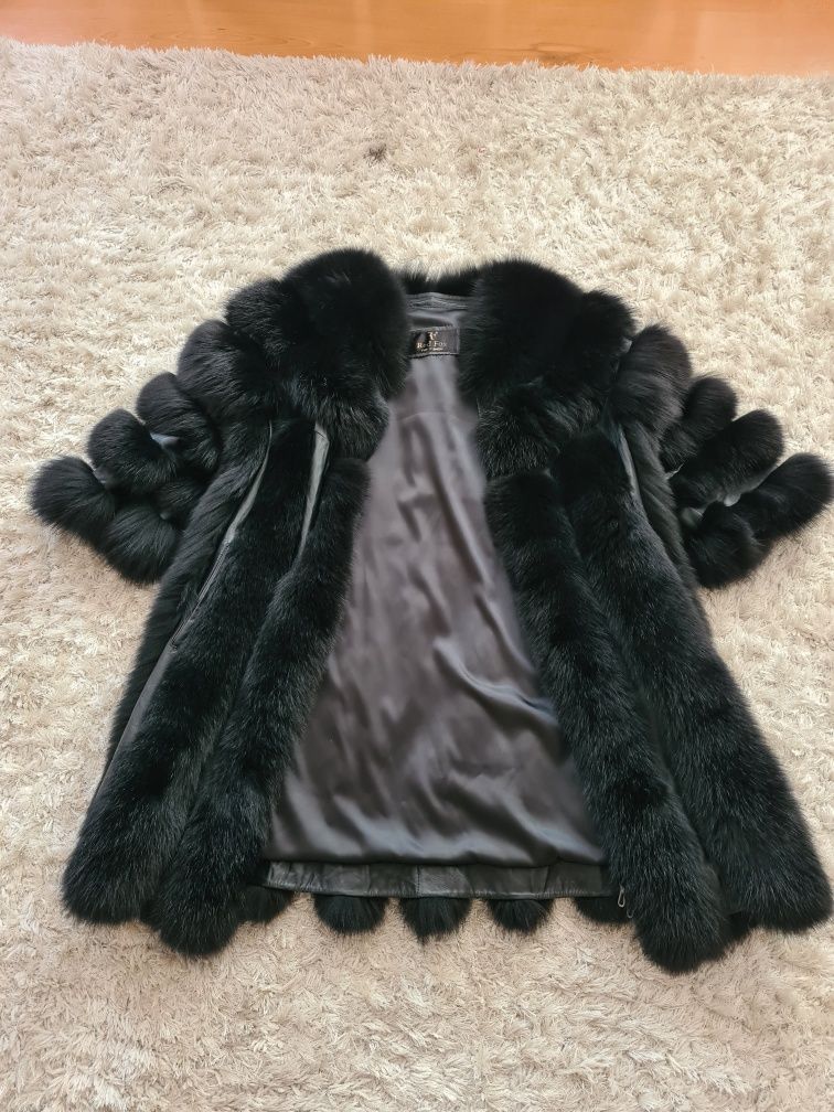 Przepiękne naturalne futro na skórze! Gruby lis! L Xl