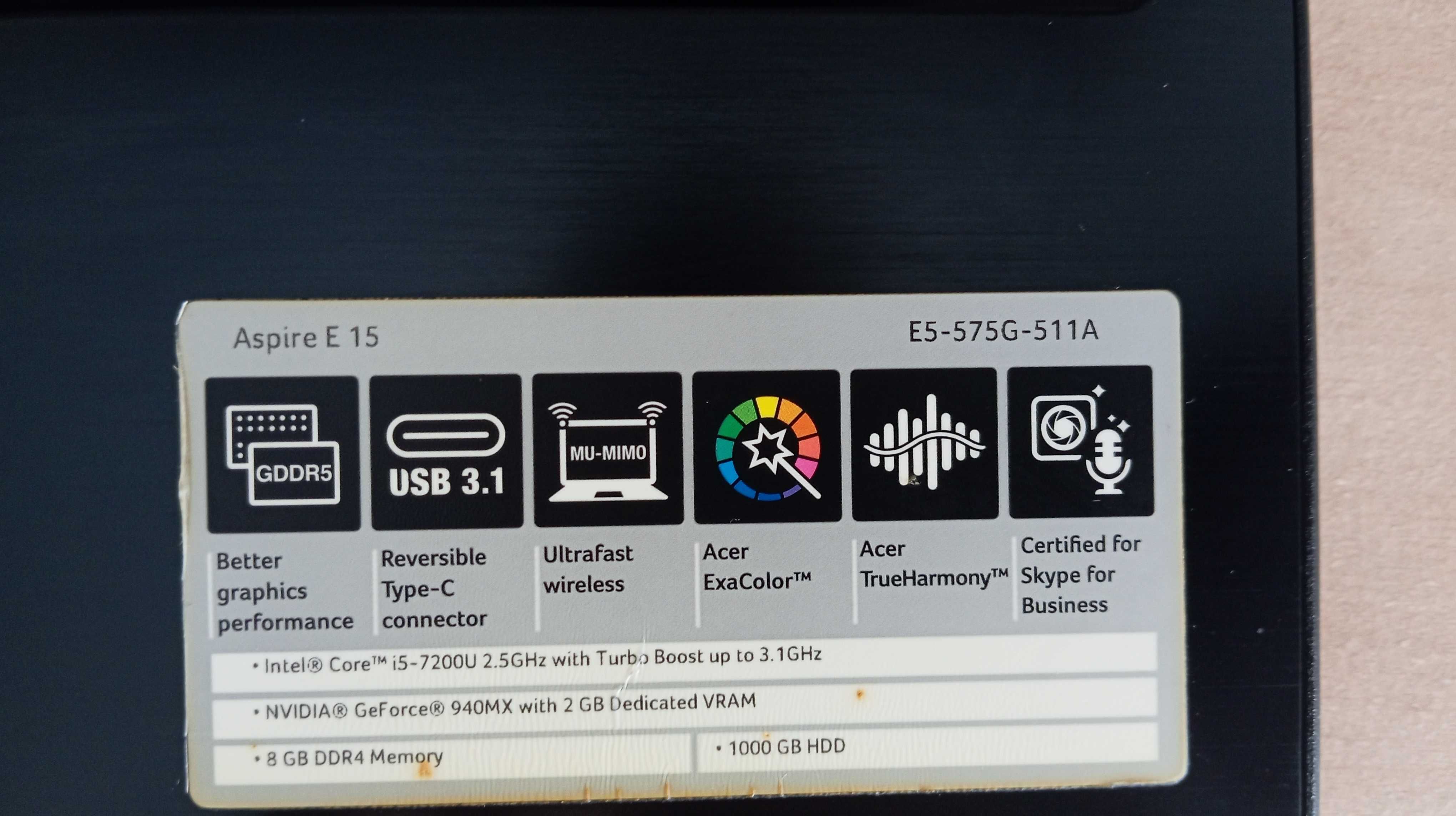 Portátil Acer Aspire e15 avariado