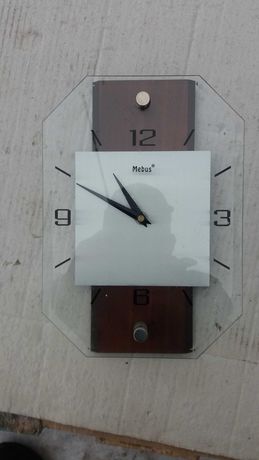 zegar ścienny kwarcowy szkło, metal, drewno