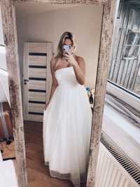 Biala suknia ślubna nowa 42 xl różyczki