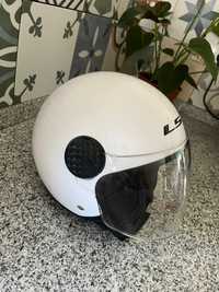 LS2 capacete usado branco