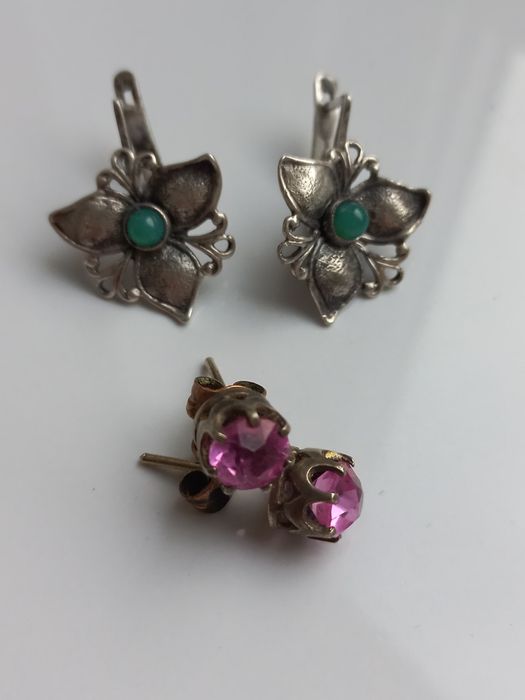 Серьги серебро 875проба звезда