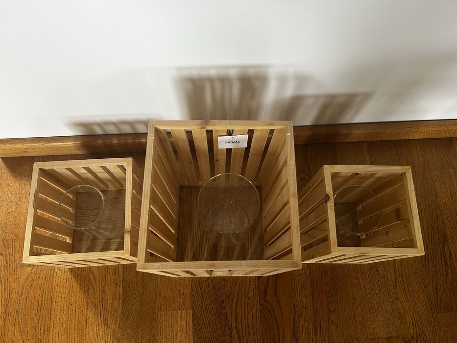 Lampiony drewniane 3 sztuki