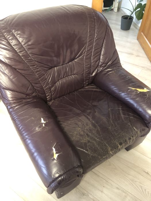 Діван кожаний + крісло