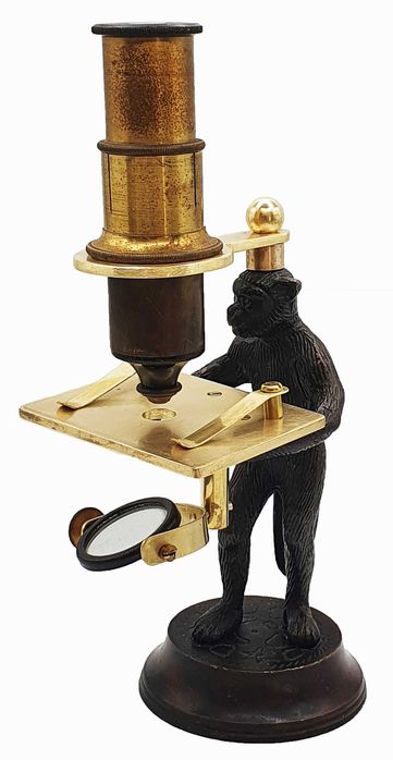 Brass reproduction of a “monkey microscope”