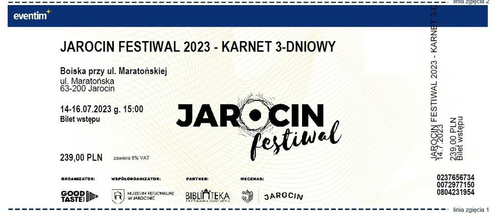 JAROCIN FESTIWAL 2023- Karnet 3-dniowy