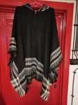 Ponczo boho etno z kapturem M/l