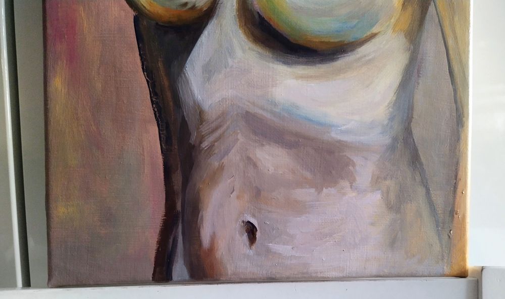Akt ,,W brązie" olej na płótnie, 25 x 35 cm