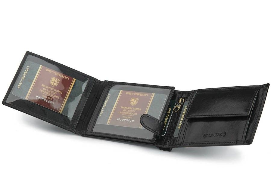 skórzany portfel męski z ochroną kart zbliżeniowych - peterson