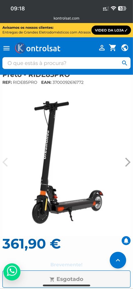 Trotinete Elétrica UrbanGlide Ride 85 Pro