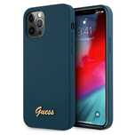 Etui Guess Metal Logo Script Na Iphone 12 Pro Max - Niebieskie
