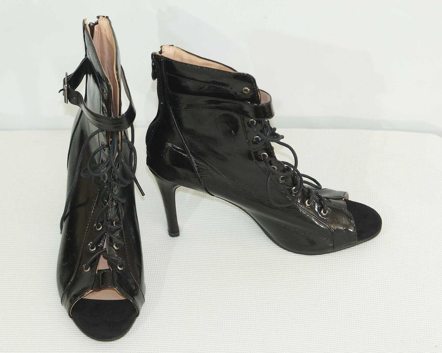 Pole dance ботільони Стілето лакова чорна шкіра, 
розмір EU 40
