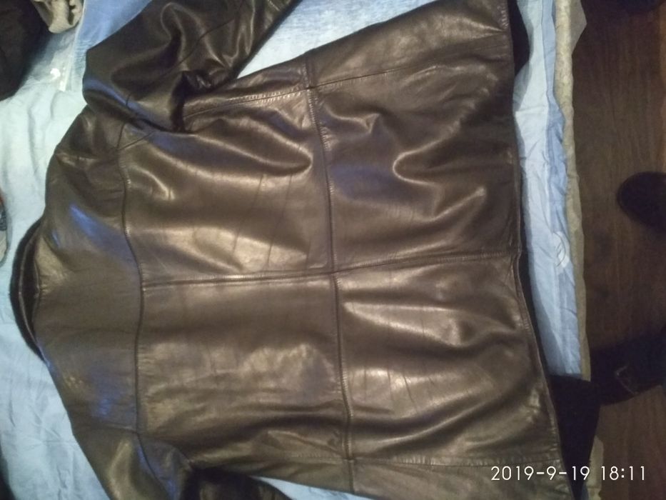 Зимняя мужская кожаная куртка