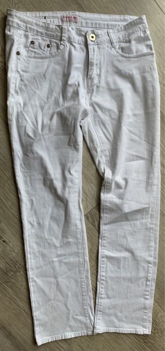 Spodnie białe jeans Denim 42 L na lato eleganckie