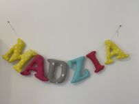 Litery literki 3d imię dziecka z materiału Madzia ozdoba