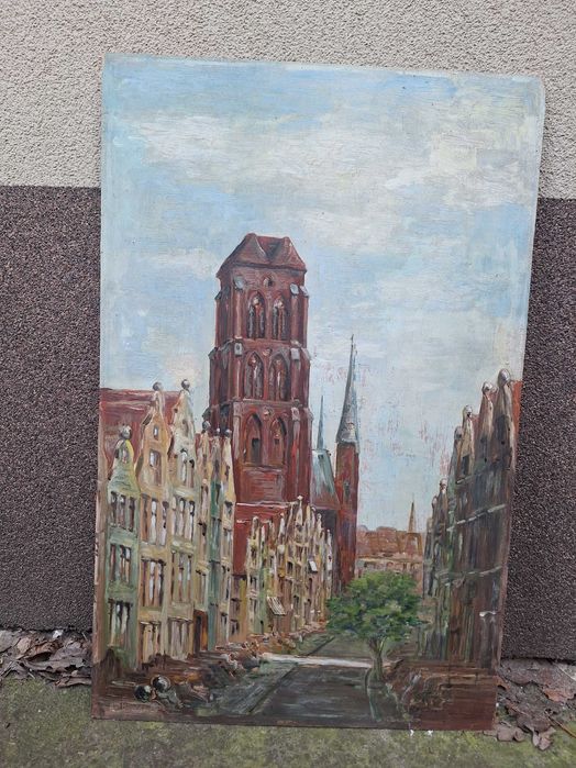 Motyw ze starego Gdańska-obraz olejny-lata 30-ste