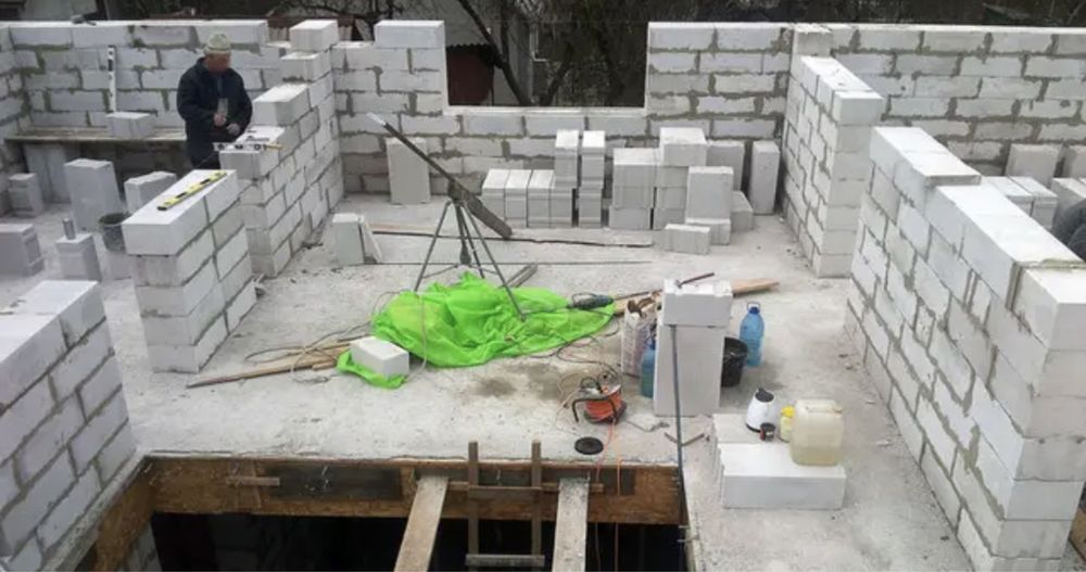 Кладка пеноблока, газоблока