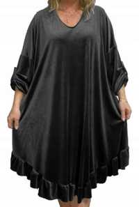 Włoska welurowa sukienka rozszerzana Plus size xxxxl 50 52 54