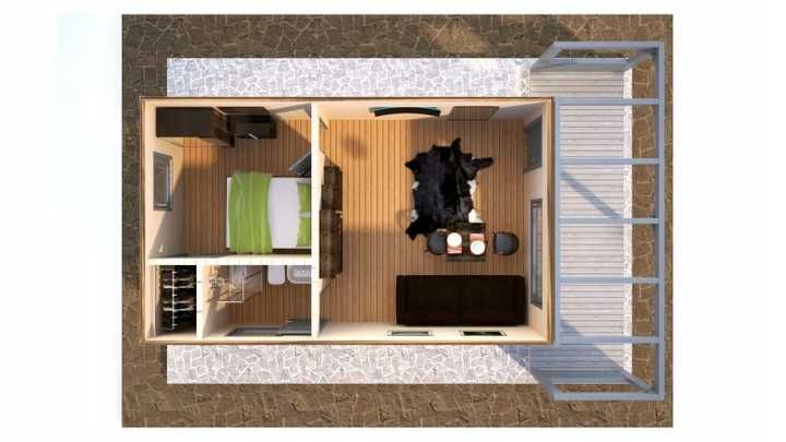 Domek drewniany całoroczny letniskowy 7m x 4m 20mm