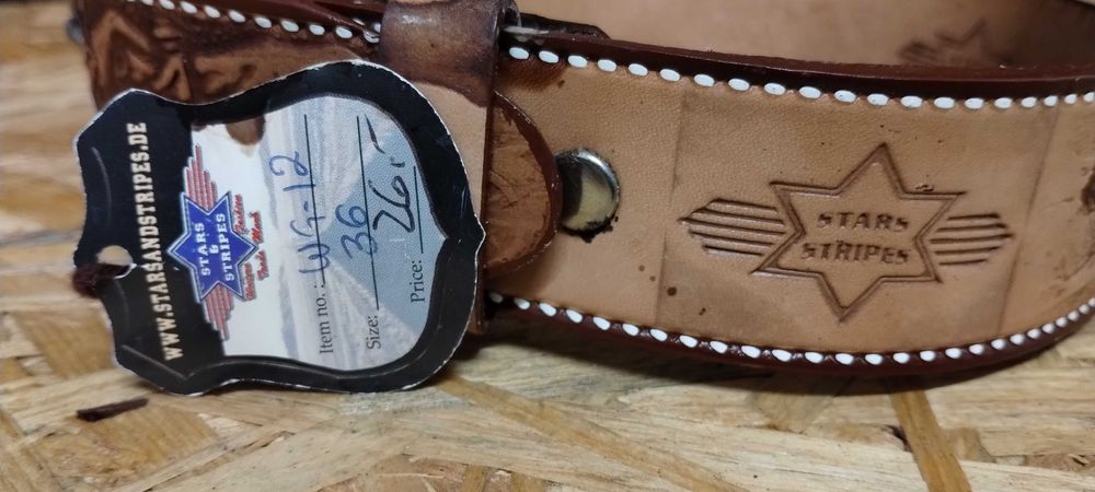 Stars & Stripes Pas Skórzany Kowbojski Country Western Pasek