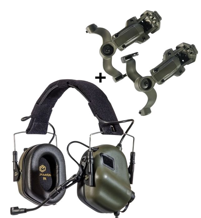 Активні навушники М32  EARMOR +кріплення чебурашки на військовий шолом
