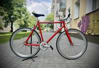Aluminiowy rower single speed fixie czerwony rower miejski Warszawa